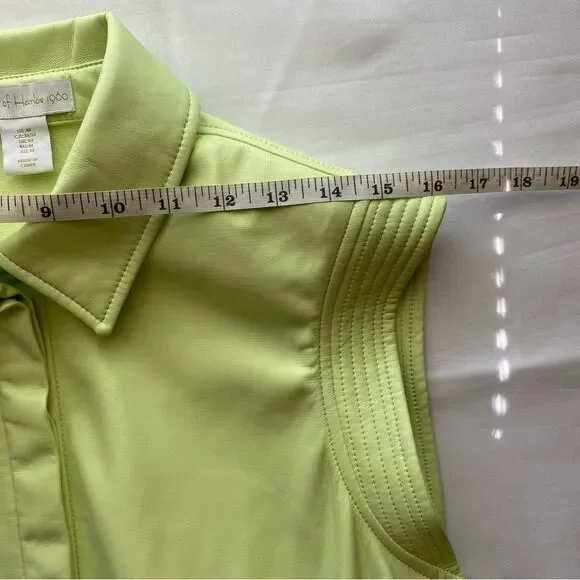 NWT House of Harlow 1960 Lime Green Vegan Leather Midi Shirt Dress Size Medium - Picture 14 of 16